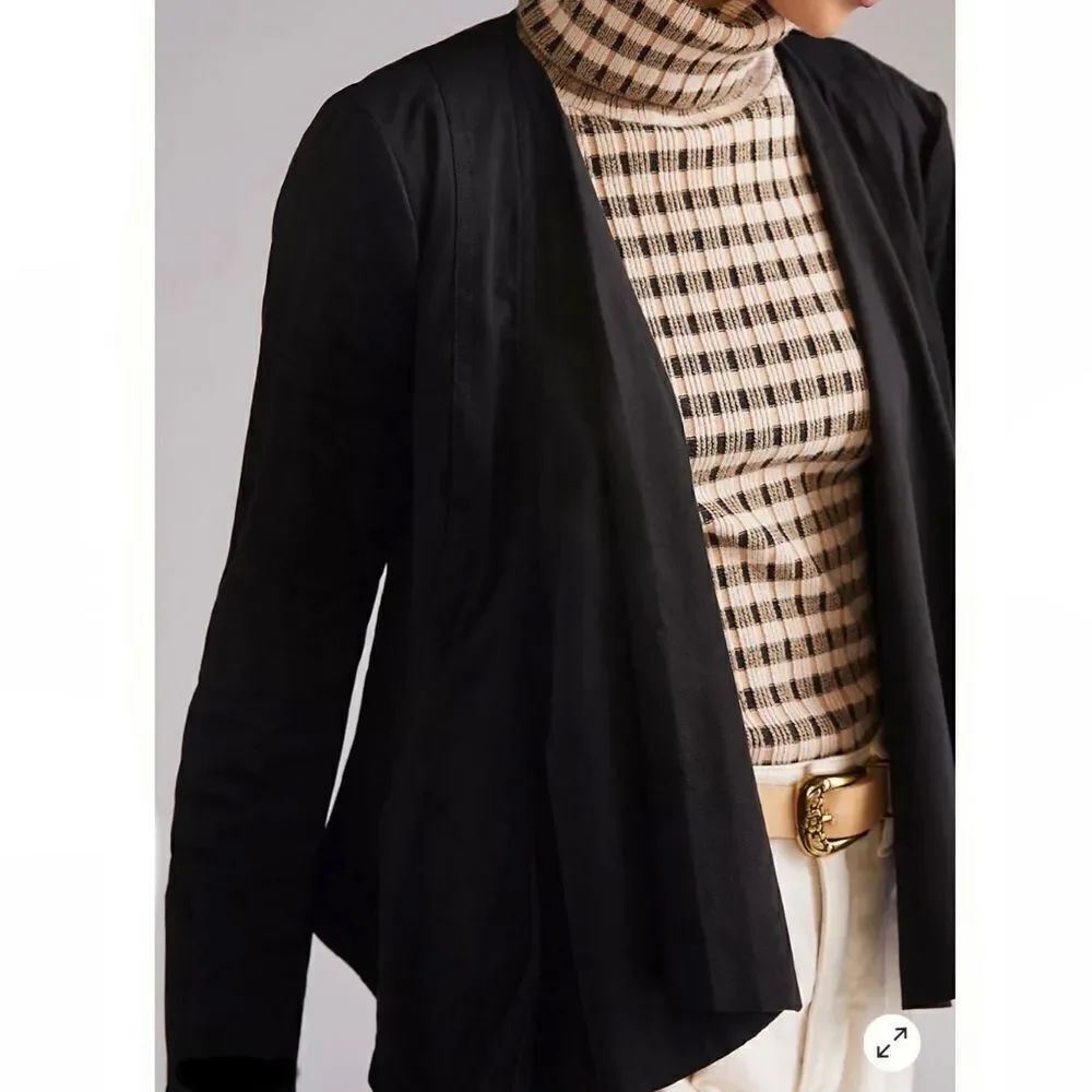 Anthropologie Hutch Black Vegan Suede Draped Front Jacket